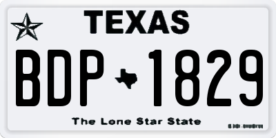 TX license plate BDP1829