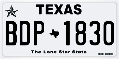 TX license plate BDP1830