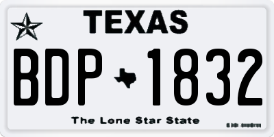 TX license plate BDP1832