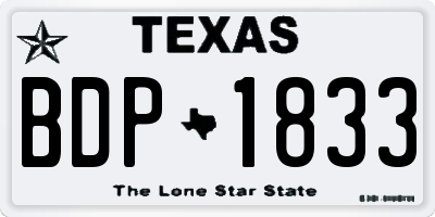 TX license plate BDP1833