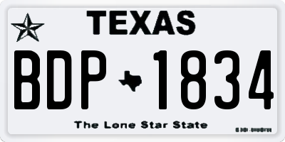 TX license plate BDP1834