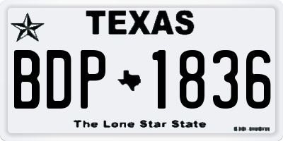 TX license plate BDP1836