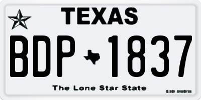 TX license plate BDP1837