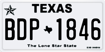 TX license plate BDP1846
