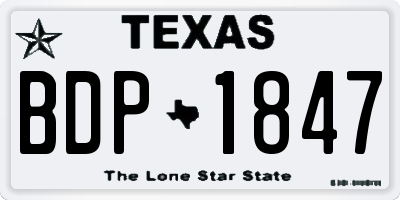 TX license plate BDP1847