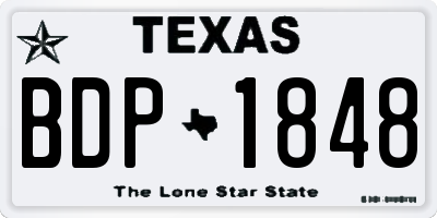 TX license plate BDP1848