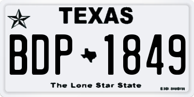 TX license plate BDP1849