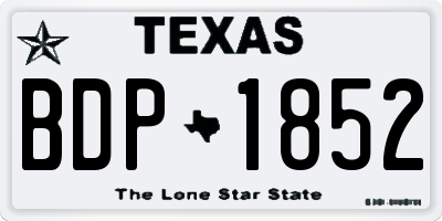 TX license plate BDP1852