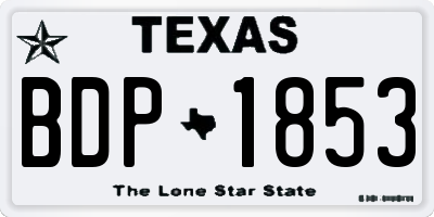 TX license plate BDP1853