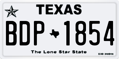 TX license plate BDP1854