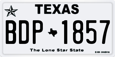 TX license plate BDP1857