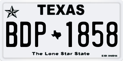 TX license plate BDP1858