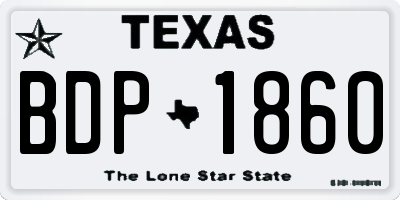 TX license plate BDP1860
