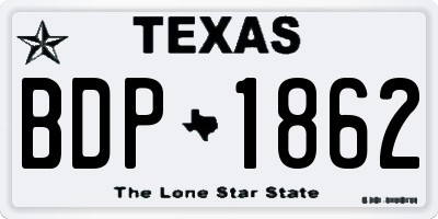 TX license plate BDP1862