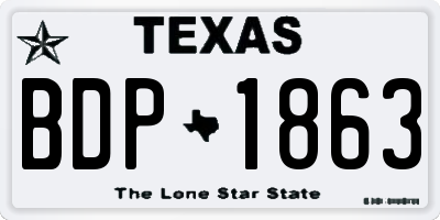 TX license plate BDP1863