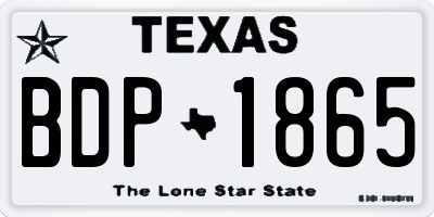 TX license plate BDP1865