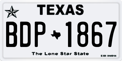 TX license plate BDP1867