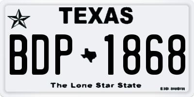 TX license plate BDP1868
