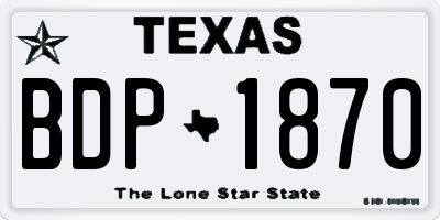 TX license plate BDP1870