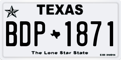 TX license plate BDP1871