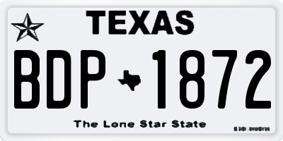 TX license plate BDP1872