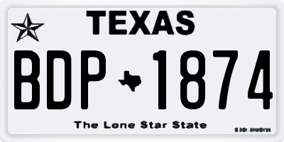 TX license plate BDP1874