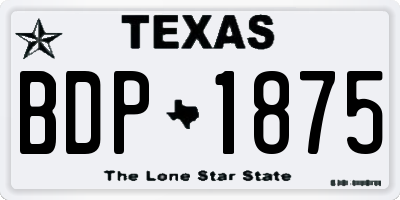 TX license plate BDP1875