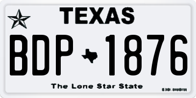 TX license plate BDP1876