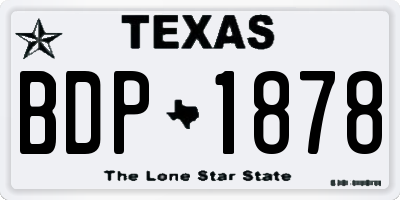 TX license plate BDP1878