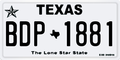 TX license plate BDP1881
