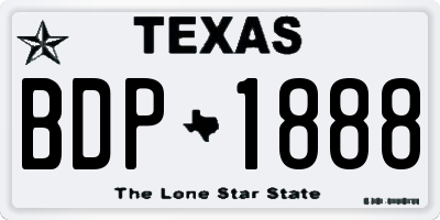 TX license plate BDP1888