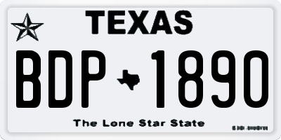 TX license plate BDP1890