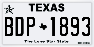 TX license plate BDP1893