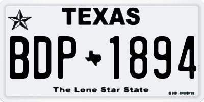 TX license plate BDP1894