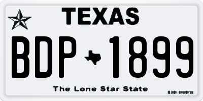 TX license plate BDP1899