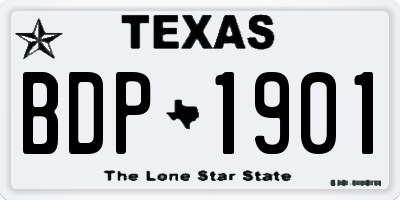 TX license plate BDP1901
