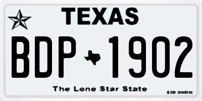 TX license plate BDP1902