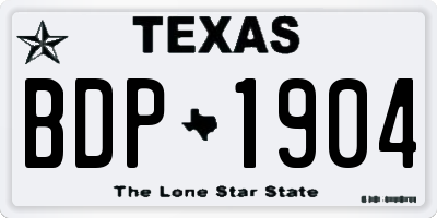 TX license plate BDP1904