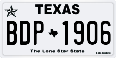 TX license plate BDP1906