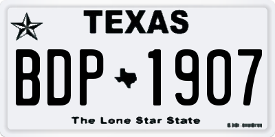 TX license plate BDP1907