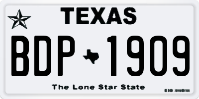 TX license plate BDP1909