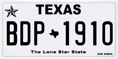 TX license plate BDP1910