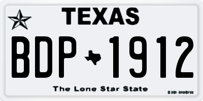 TX license plate BDP1912