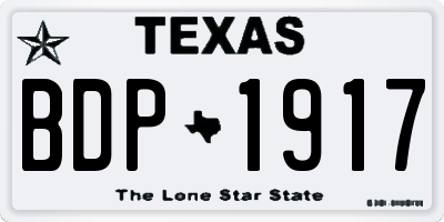 TX license plate BDP1917