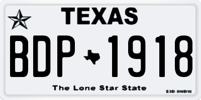 TX license plate BDP1918
