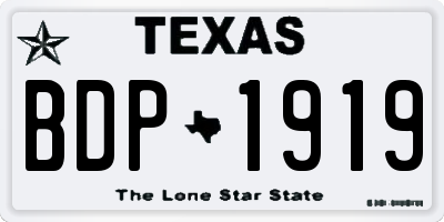 TX license plate BDP1919
