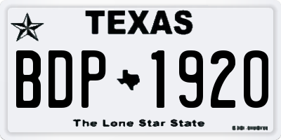 TX license plate BDP1920