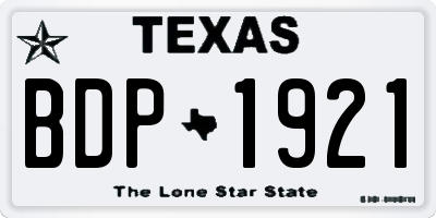 TX license plate BDP1921