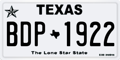 TX license plate BDP1922