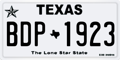 TX license plate BDP1923